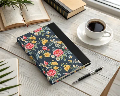 Vibrant Floral Pattern with Red and Yellow Blooms Digital
