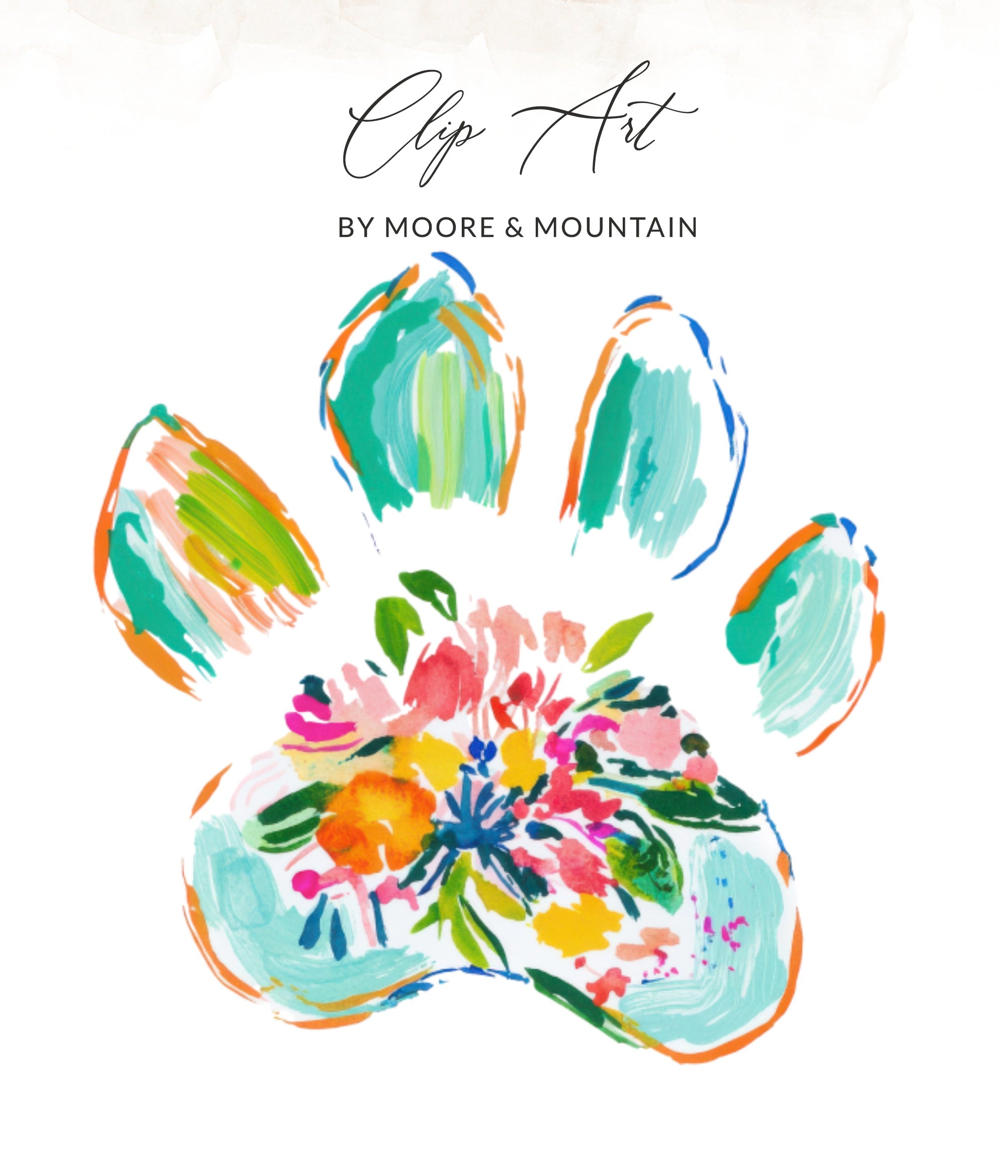 Vibrant Floral Paw Print PNG SVG, Watercolor Pet Paw Digital Art, Colorful Abstract Dog Cat Paw Lover Gift, Instant Download Digital File