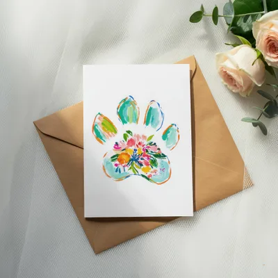 Vibrant Floral Paw Print PNG SVG, Watercolor Pet Paw Digital Art, Colorful Abstract Dog Cat Paw Lover Gift, Instant Download Digital File
