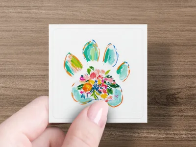 Vibrant Floral Paw Print PNG SVG, Watercolor Pet Paw Digital Art, Colorful Abstract Dog Cat Paw Lover Gift, Instant Download Digital File