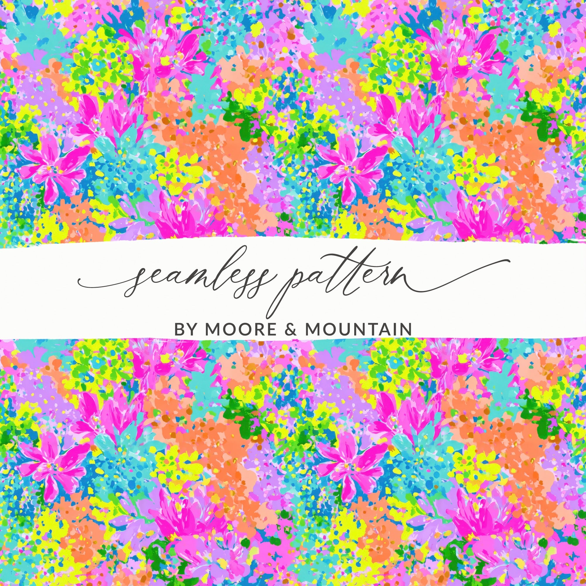 Vibrant Floral Seamless Pattern Digital Paper, Bright Abstract Flower Design for Fabric Printing, Planner Backgrounds, Craft Supplies