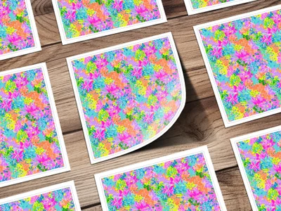 Vibrant Floral Seamless Pattern Digital Paper, Bright Abstract Flower Design for Fabric Printing, Planner Backgrounds, Craft Supplies