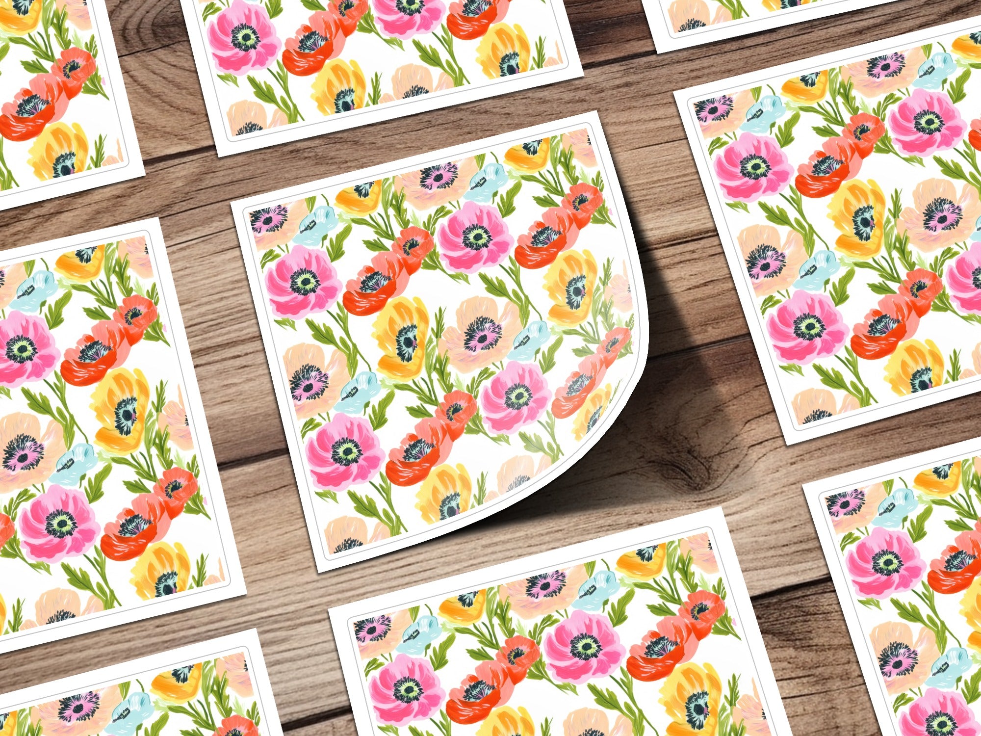 Vibrant Floral Seamless Pattern, Painterly Poppy Digital Paper, Bright Summer Flower Repeat Design, Colorful Botanical Digital Download