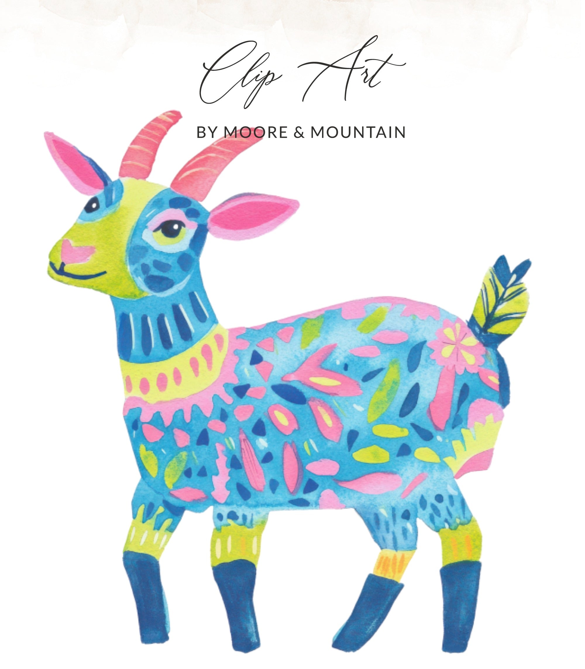 Vibrant Folk Art Goat Digital Print, Whimsical Animal Wall Art, Boho Nursery Decor, Unique Gift for Animal Lovers, Instant Download SVG