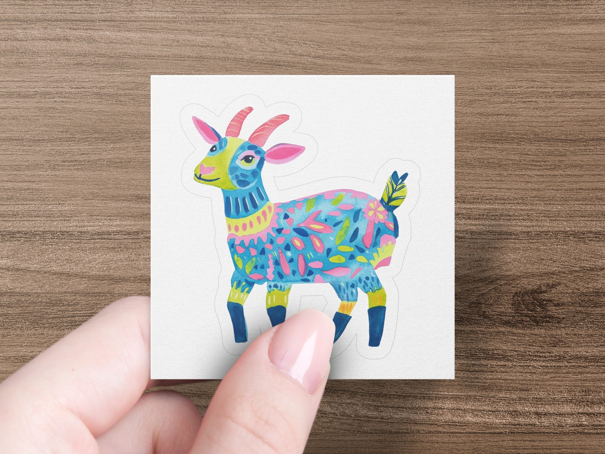 Vibrant Folk Art Goat Digital Print, Whimsical Animal Wall Art, Boho Nursery Decor, Unique Gift for Animal Lovers, Instant Download SVG