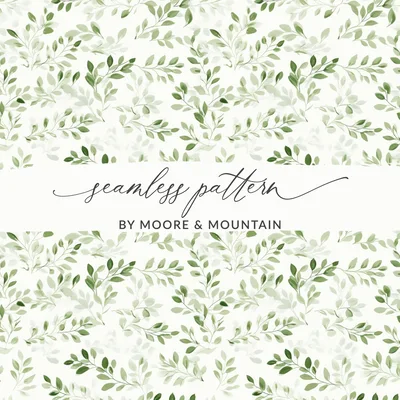 Vibrant Green Leaves Tonal Watercolor Pattern Repeat