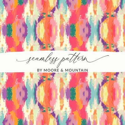 Vibrant Ikat Digital Paper, Colorful Boho Seamless Pattern, Bright Ethnic Print, Rainbow Fabric Design, Commercial Use POD