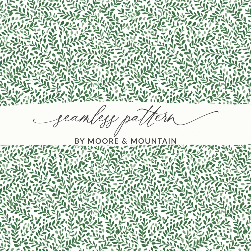 Vibrant Kelly Green Leaf Print Organic Vine Repeat Pattern
