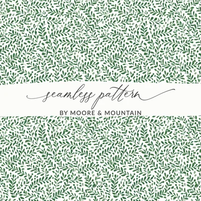 Vibrant Kelly Green Leaf Print Organic Vine Repeat Pattern