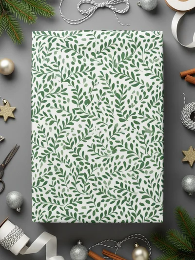 Vibrant Kelly Green Leaf Print Organic Vine Repeat Pattern