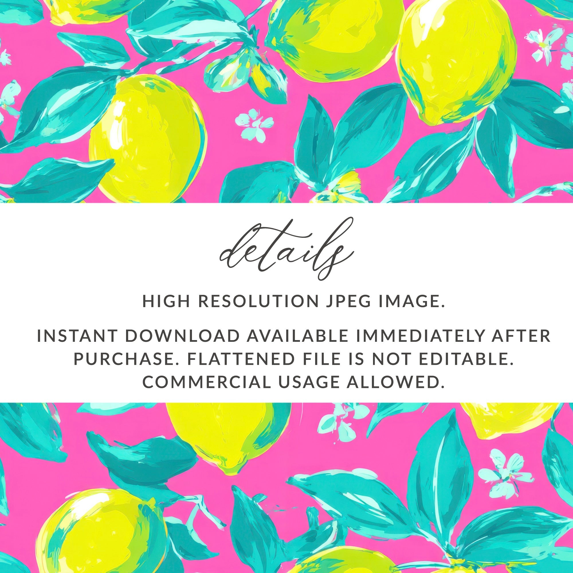 Vibrant Lemon Digital Paper Seamless Pattern, Hot Pink Tropical Citrus Fruit Design, Bright Summer Wallpaper Graphic Digital Download