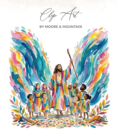 Vibrant Moses Parting Red Sea Watercolor Digital Print | Kids Christian Bible Story Wall Art | Religious Nursery Decor