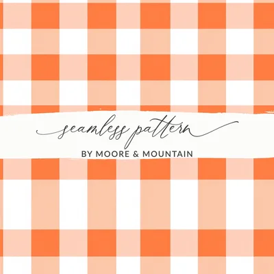 Vibrant Orange Gingham Seamless Pattern Commercial Use, Checkered High Resolution Digital Paper, Pastel Spring Buffalo Plaid Digital