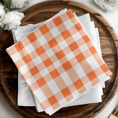 Vibrant Orange Gingham Seamless Pattern Commercial Use, Checkered High Resolution Digital Paper, Pastel Spring Buffalo Plaid Digital