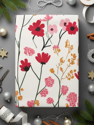 Vibrant Pink Red Floral Seamless Pattern Digital, Botanical Wildflower Background, Spring Summer Scrapbook Paper, Instant Download