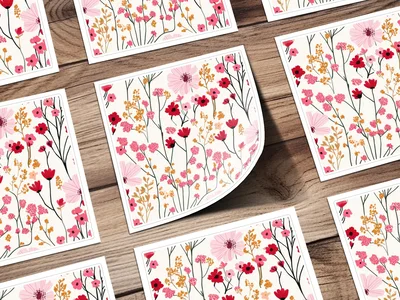 Vibrant Pink Red Floral Seamless Pattern Digital, Botanical Wildflower Background, Spring Summer Scrapbook Paper, Instant Download