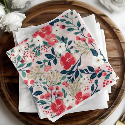 Vibrant Red Christmas Ditsy Floral Seamless Pattern for Commercial Use