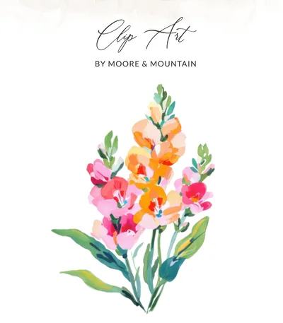 Vibrant Snapdragon PNG SVG, Preppy Spring Flower Sprig, Wildflower Sprig