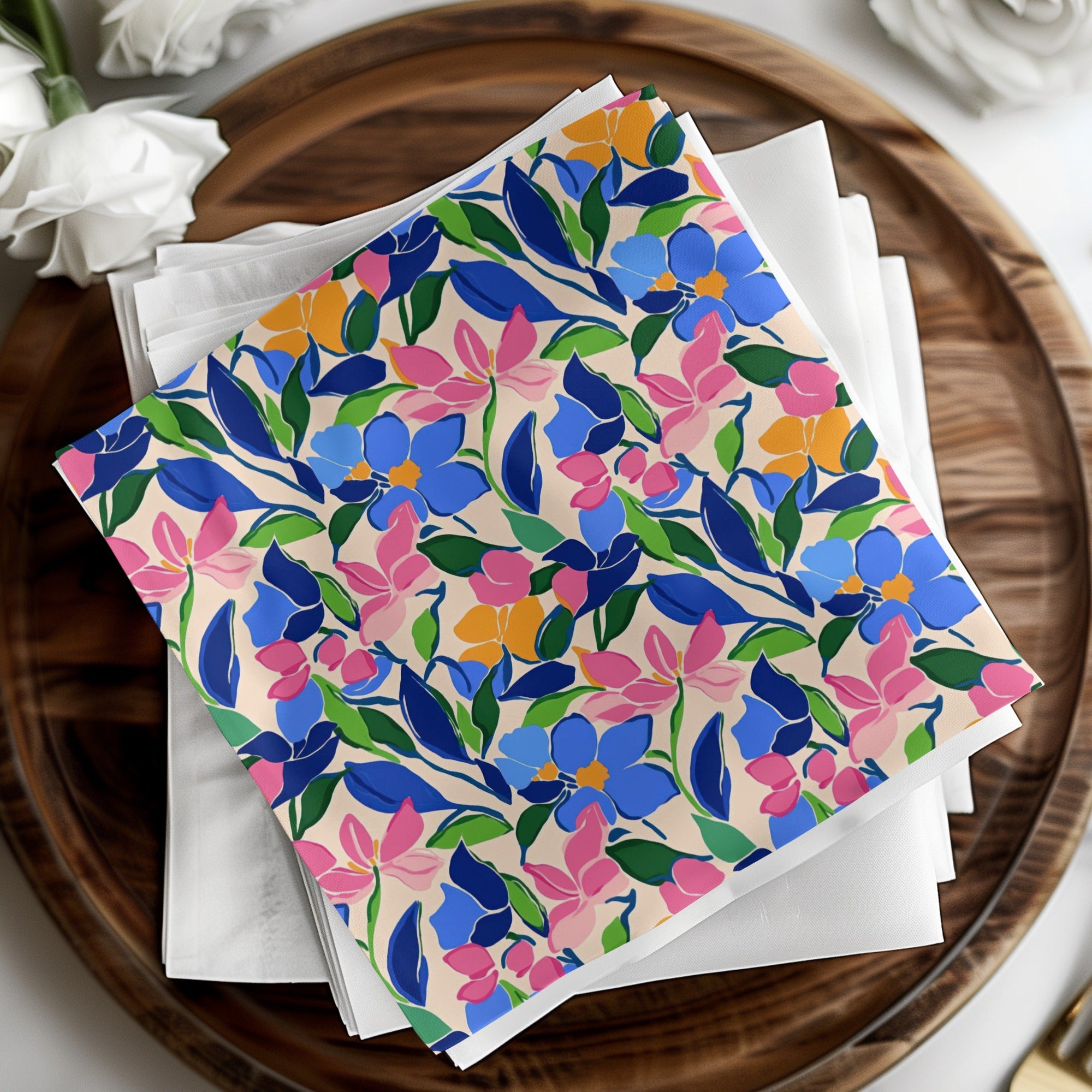 Vibrant Summer Floral Seamless Pattern Digital Paper, Bright Abstract Flowers, Modern Botanical Design, Commercial Use Tileable Print