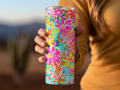 Vibrant Summery Bright Floral Pattern for Commercial Use