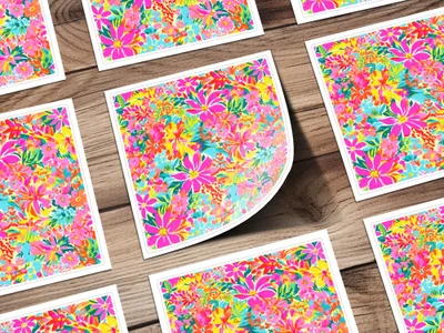 Vibrant Summery Bright Floral Pattern for Commercial Use