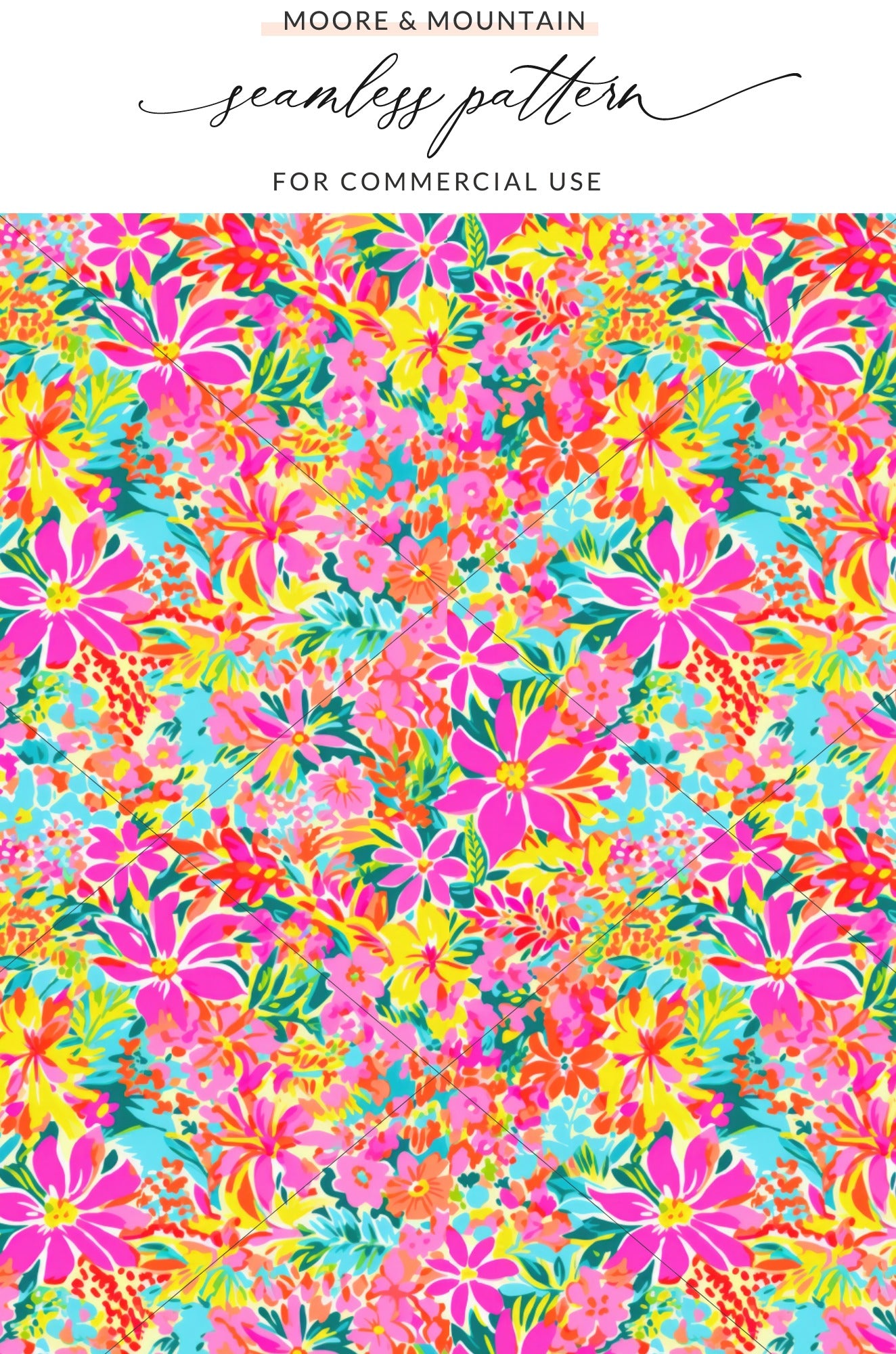 Vibrant Summery Bright Floral Pattern for Commercial Use