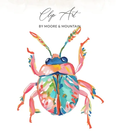 Vibrant Watercolor Beetle Digital Art Print, Abstract Insect Painting Download, Colorful Bug Wall Decor Gift Digital