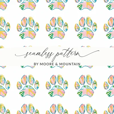 Vibrant Watercolor Paw Print Digital Download, Abstract Pet Art, Colorful Dog Cat Paw Pattern, Animal Lover Gift, Seamless Design