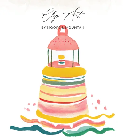Vibrant Watercolor Preppy Buoy Digital Illustration, Pastel Coastal Art PNG, Instant Download Clipart, Nautical Commercial Use Graphic