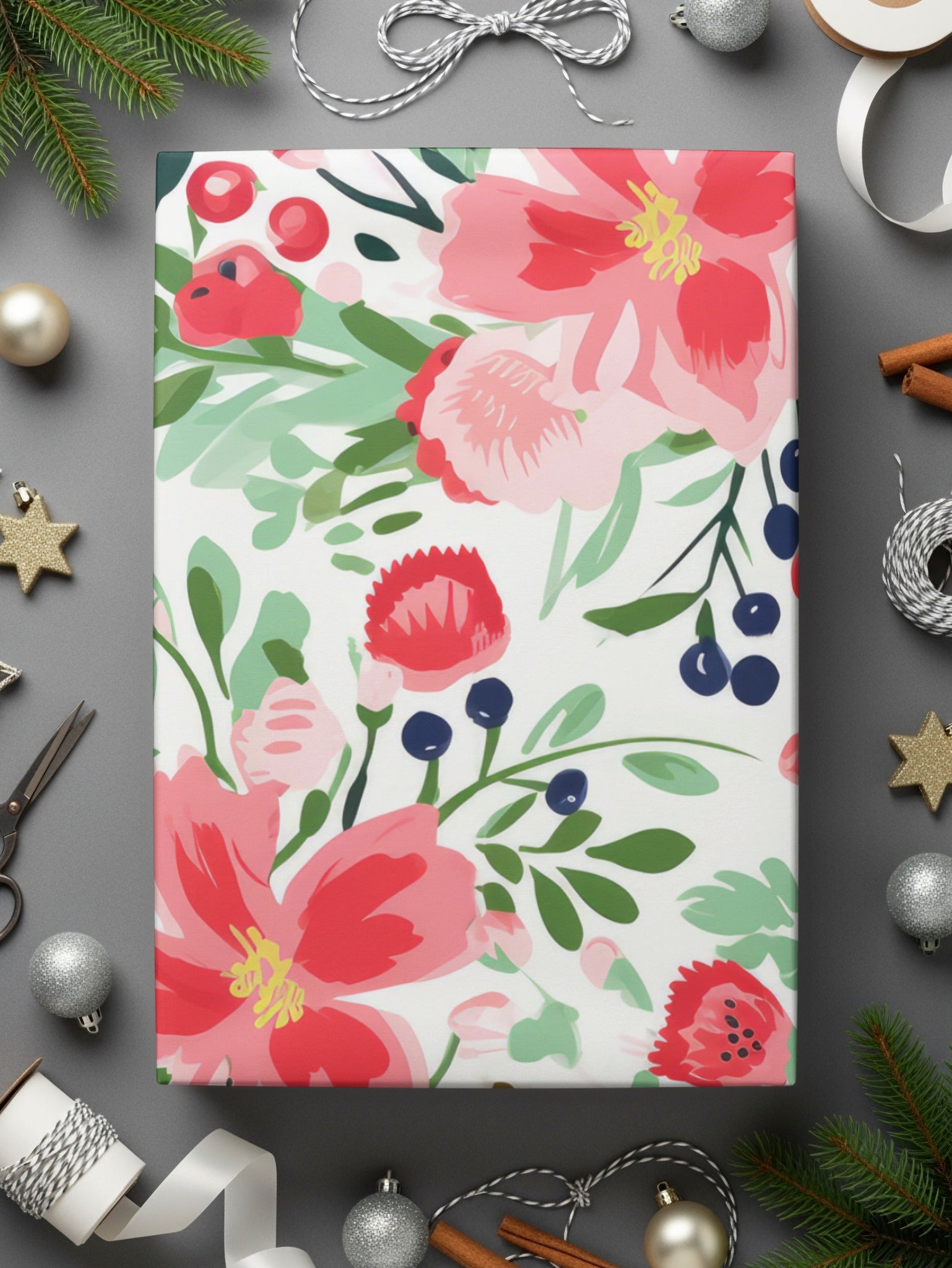 Vibrant Winter Berries Preppy Christmas Seamless Pattern Digital
