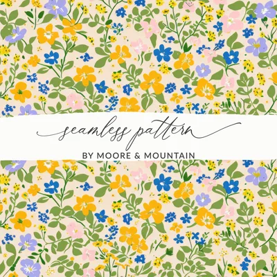 Vintage Wildflowers Digital Background Modern Seamless Pattern