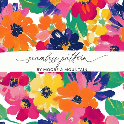 Bold Blooms Seamless Bright Painted Gouache Daisy Background