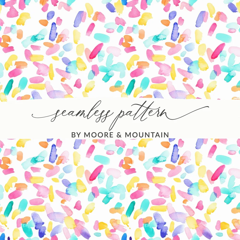 Watercolor Abstract Strokes Digital Paper, Colorful Paint Splashes Seamless Pattern, Bright Artistic Design, Scrapbooking Background