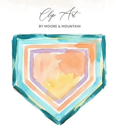 Watercolor Baseball Home Plate Digital Art Print, Pastel Sports Fan Gift, Baseball Mom Coach Decor, Instant Downloadable File