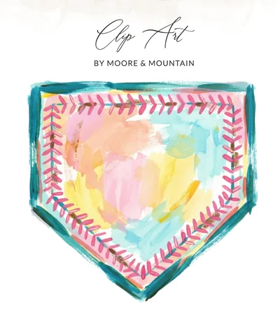 Watercolor Baseball Home Plate Digital Design Art - Pastel Sports Fan Gift for Baseball Mom, Coach, Softball Player PNG SVG