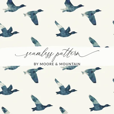 Watercolor Birds Illustration Pattern Art Print Digital