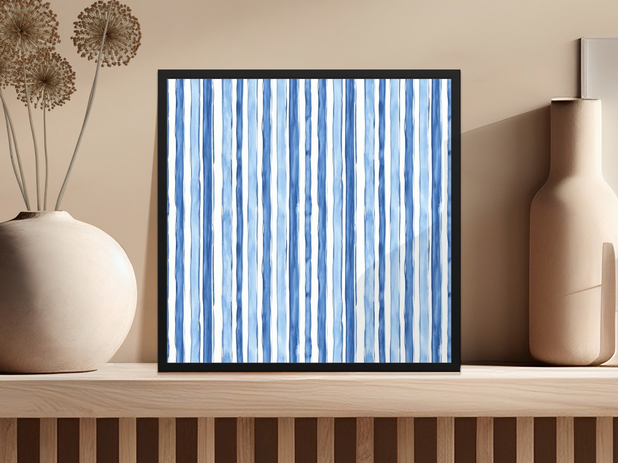 Watercolor Blue Stripes Texture Pattern Seamless Surface Digital