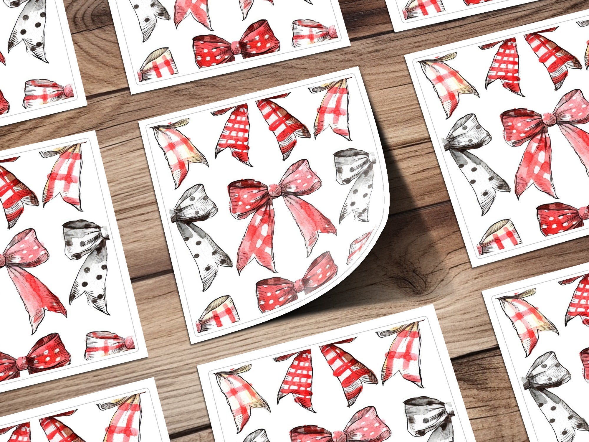 Coquette Watercolor Bows Digital Paper, Seamless Bow Pattern, Red Black Bows Fabric Design, Girly Bows Scrapbook Paper, Printable Bows, Digital
