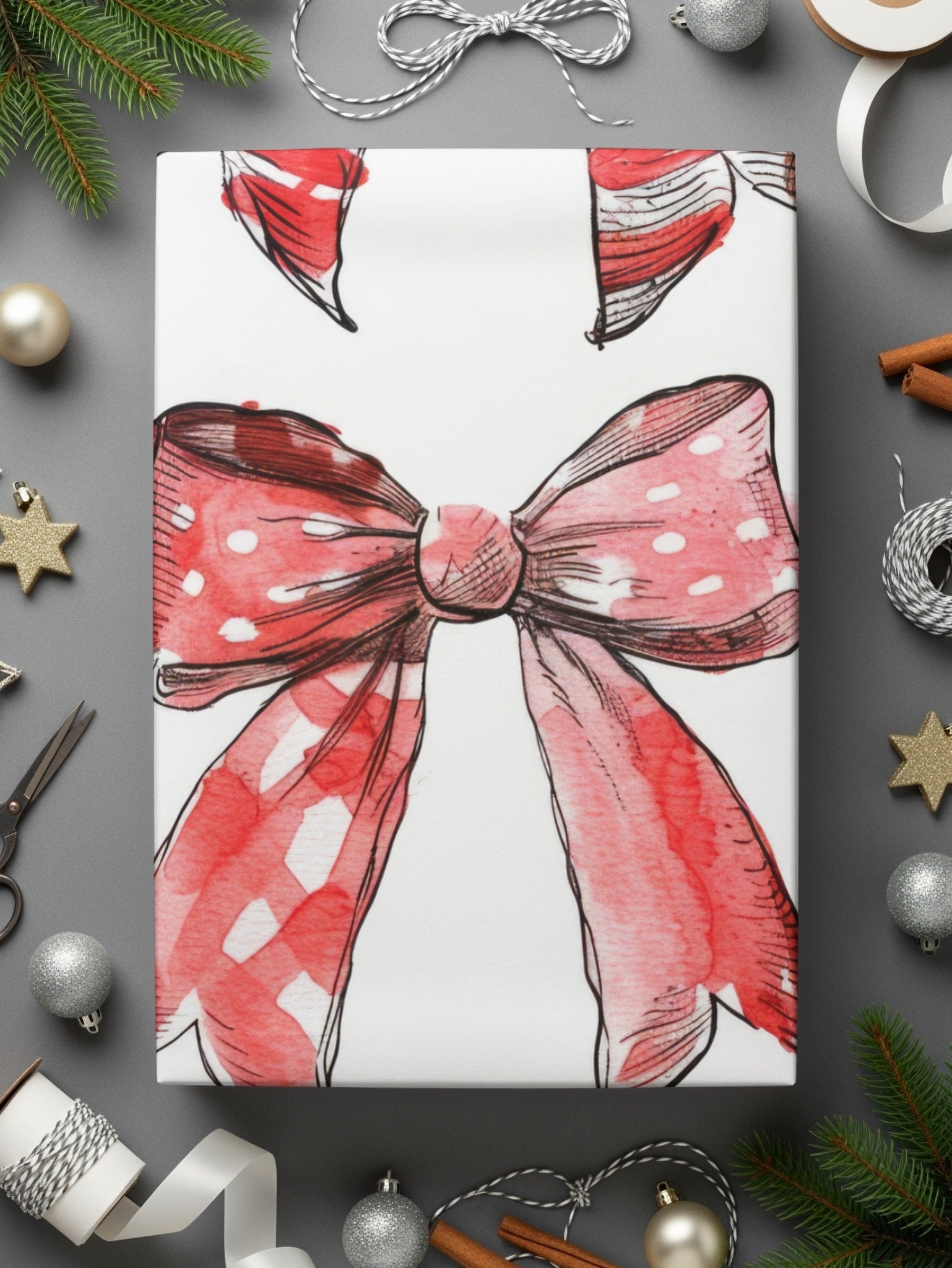 Coquette Watercolor Bows Digital Paper, Seamless Bow Pattern, Red Black Bows Fabric Design, Girly Bows Scrapbook Paper, Printable Bows, Digital