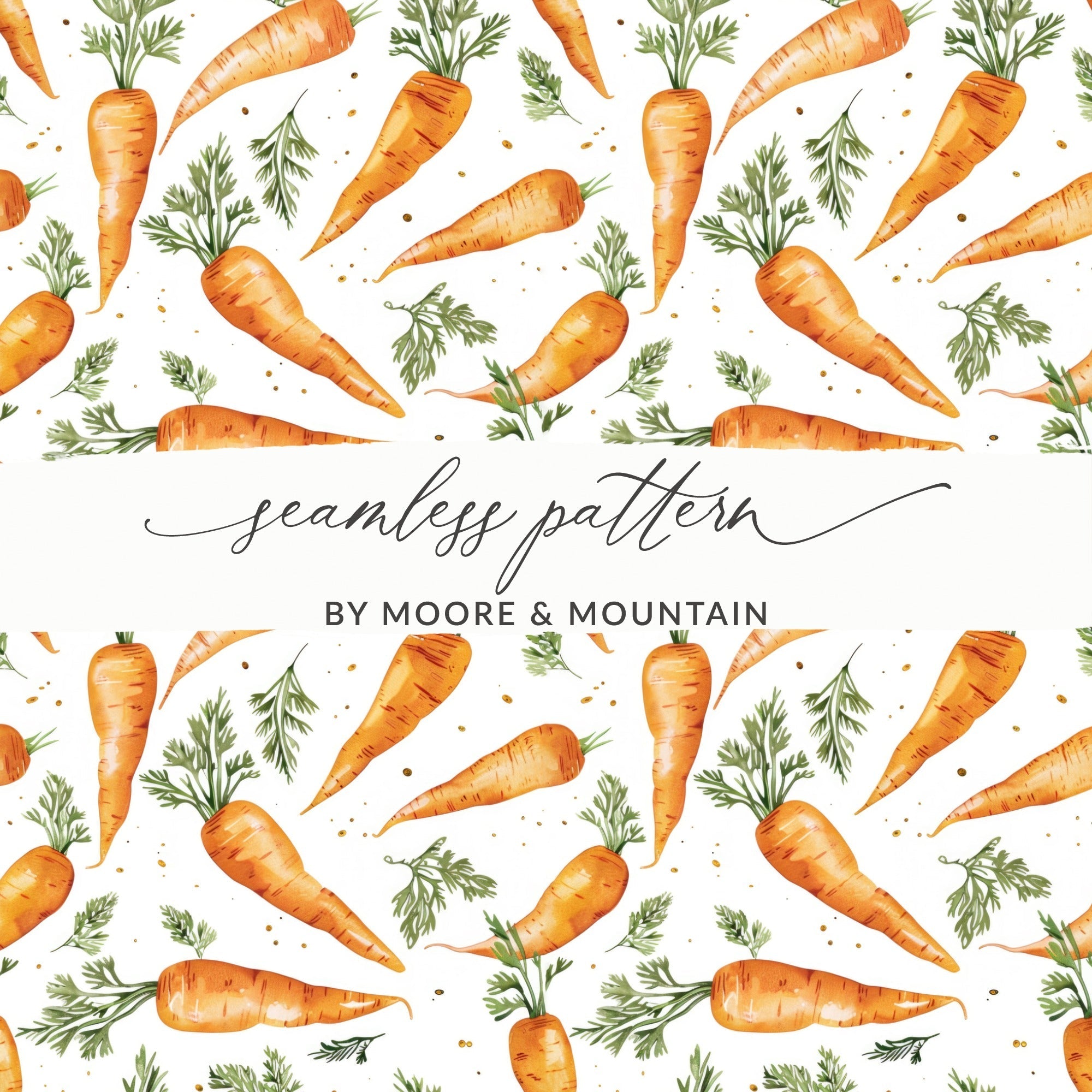 Watercolor Carrots Digital Paper, Orange Carrot Pattern, Spring Easter Pattern