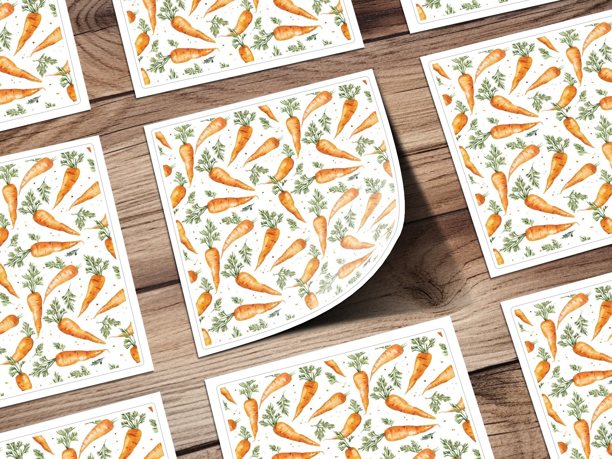 Watercolor Carrots Digital Paper, Orange Carrot Pattern, Spring Easter Pattern