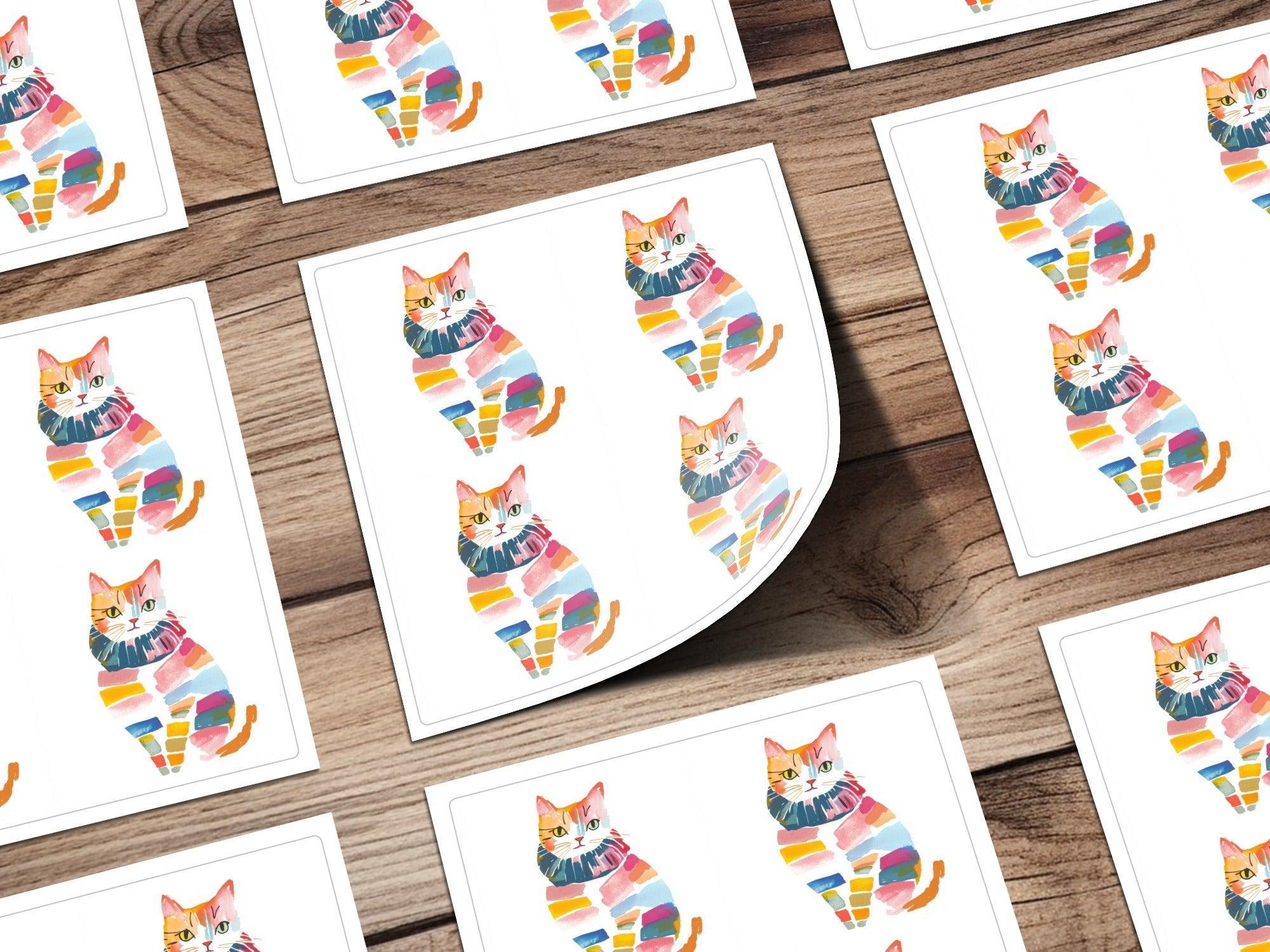 Watercolor Cat Digital Paper, Seamless Pattern File, Cute Kitten Design, Colorful Feline Art, Digital Download, Craft, Print