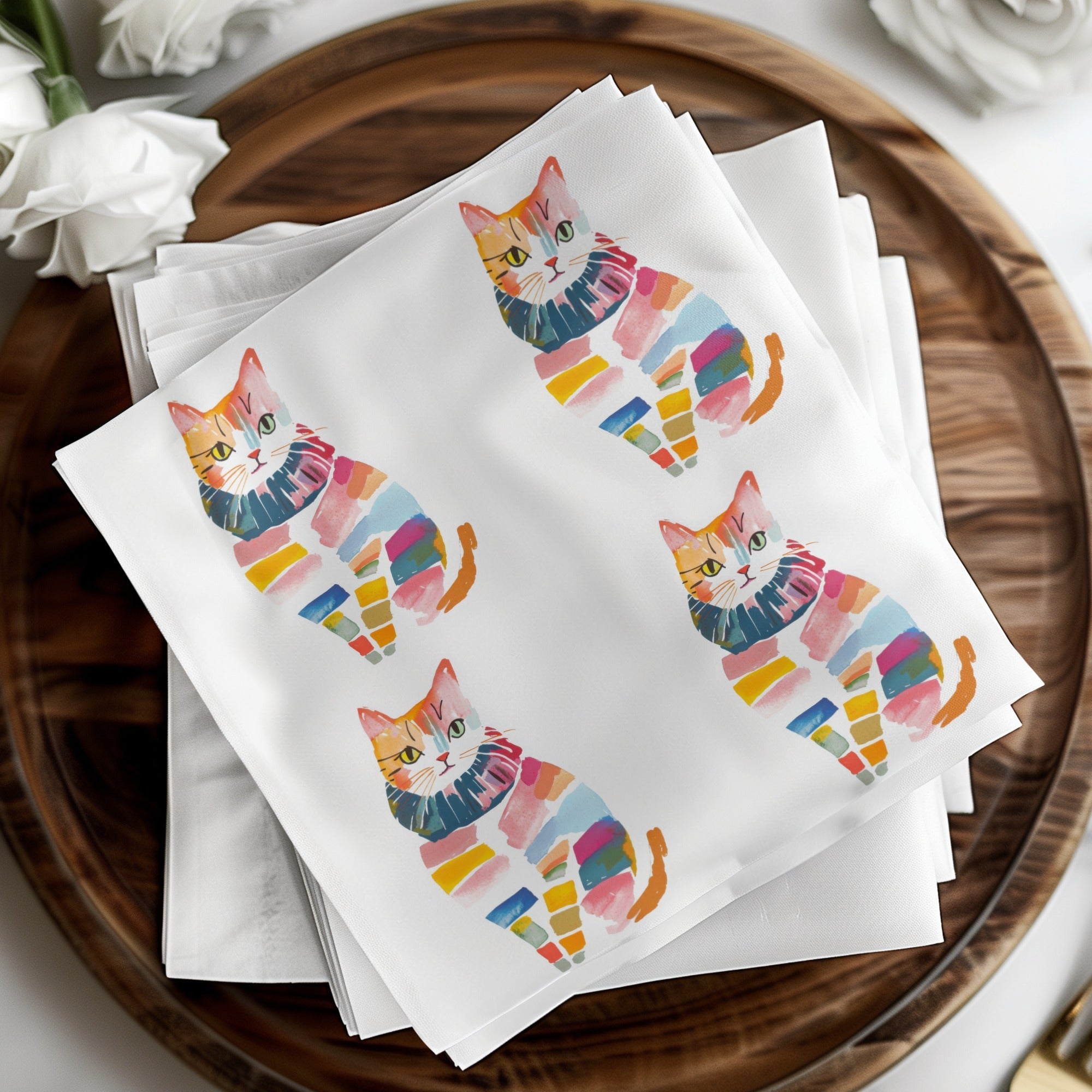 Watercolor Cat Digital Paper, Seamless Pattern File, Cute Kitten Design, Colorful Feline Art, Digital Download, Craft, Print