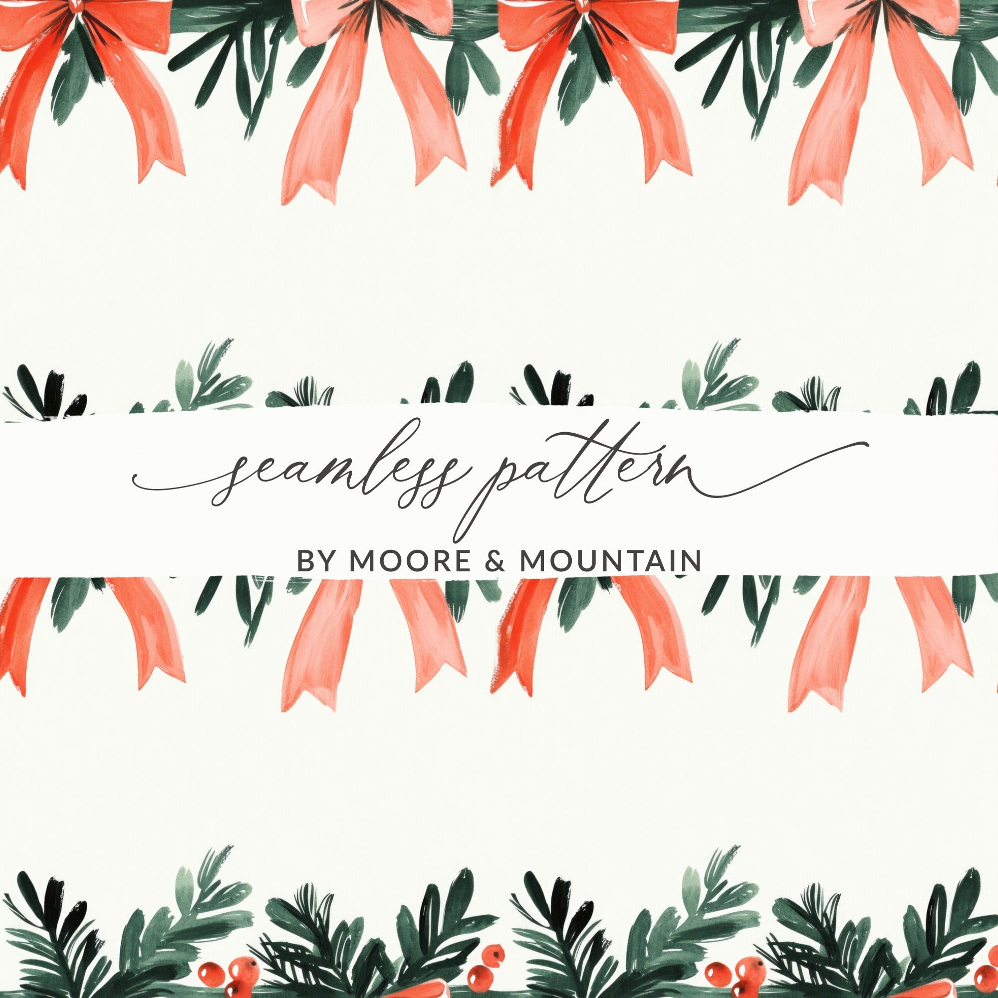 Watercolor Christmas Bow Digital Paper, Seamless Pattern, Holiday Digital, Festive Design, Scrapbooking Paper, Craft Supplies