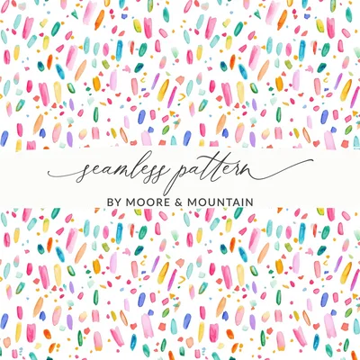 Watercolor Confetti Seamless Pattern, Colorful Abstract Digital Paper, Vibrant Rainbow Sprinkles Background, Playful Art Print.