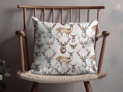 Watercolor Deer Pattern Repeat Wildlife Animals Seamless Digital