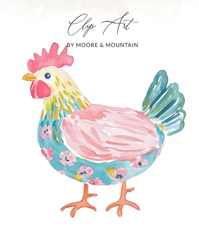 Watercolor Floral Chicken T-Shirt Digital Design, Pastel Cottagecore Hen PNG, Farmhouse Animal Sublimation, Cute Country Farm Life Gift for