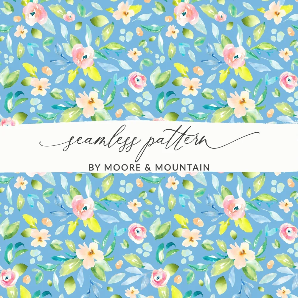 Watercolor Floral Digital Paper, Pastel Flower Pattern, Seamless Floral Design, Fabric Design, Scrapbook Paper, Digital Download