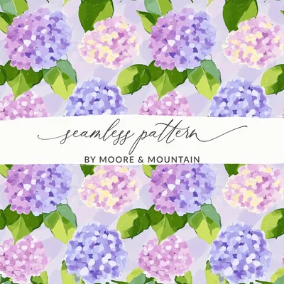 Watercolor Floral Digital Paper, Purple Pink Hydrangea Pattern, Abstract Seamless Texture, Spring Digital Download, Printable Paper