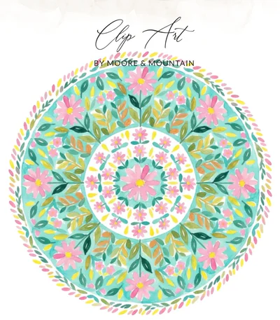 Watercolor Floral Mandala T-Shirt Design, Boho Flower Digital Download PNG SVG, Spring Nature Inspired Tee Art